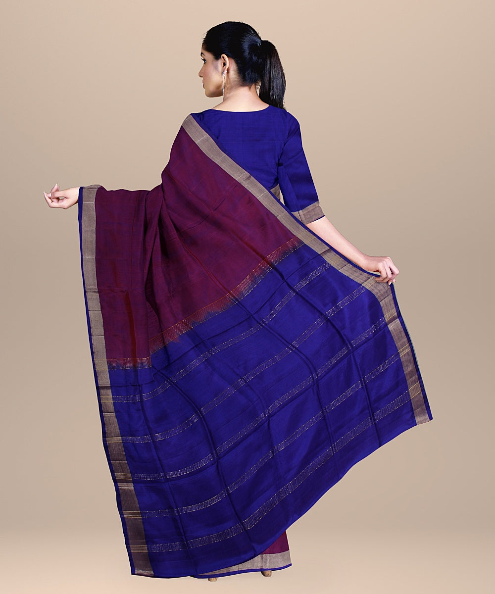 Pink purple pallu silk handloom karnataka saree