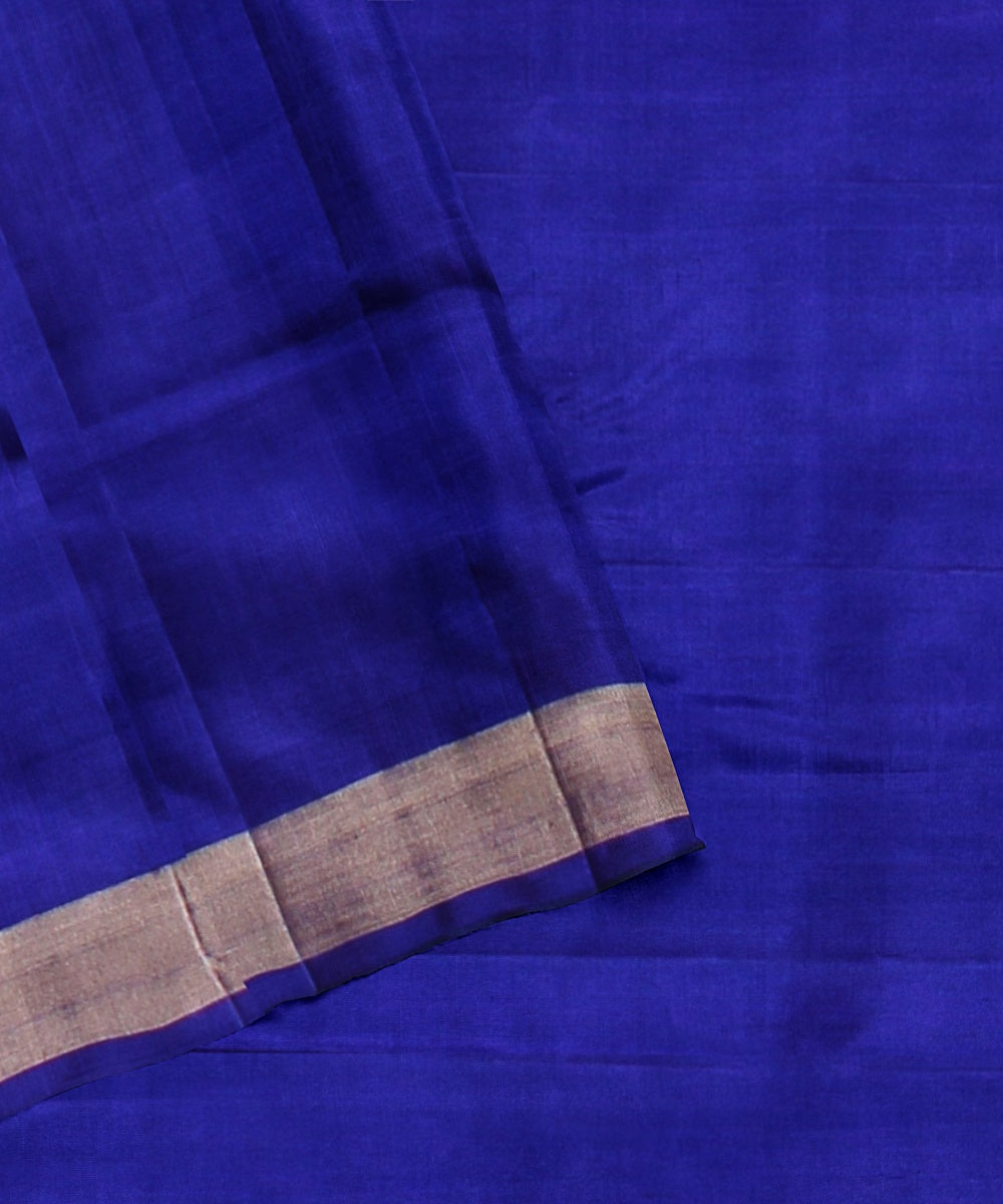 Cyan blue purple pallu silk handloom karnataka saree