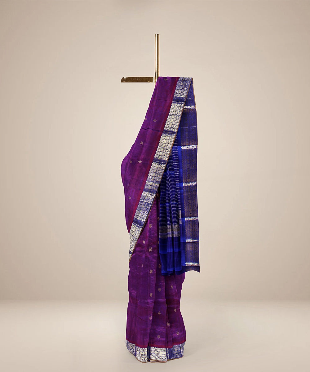 Pink purple pallu karnataka handloom silk saree