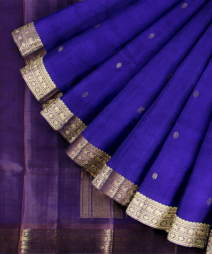 Purple violet pallu silk handloom karnataka saree