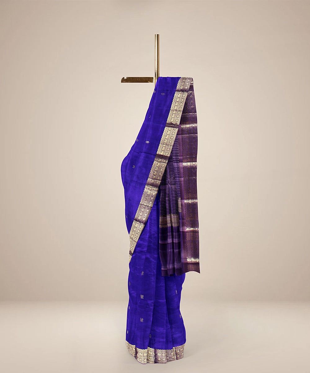 Purple violet pallu silk handloom karnataka saree