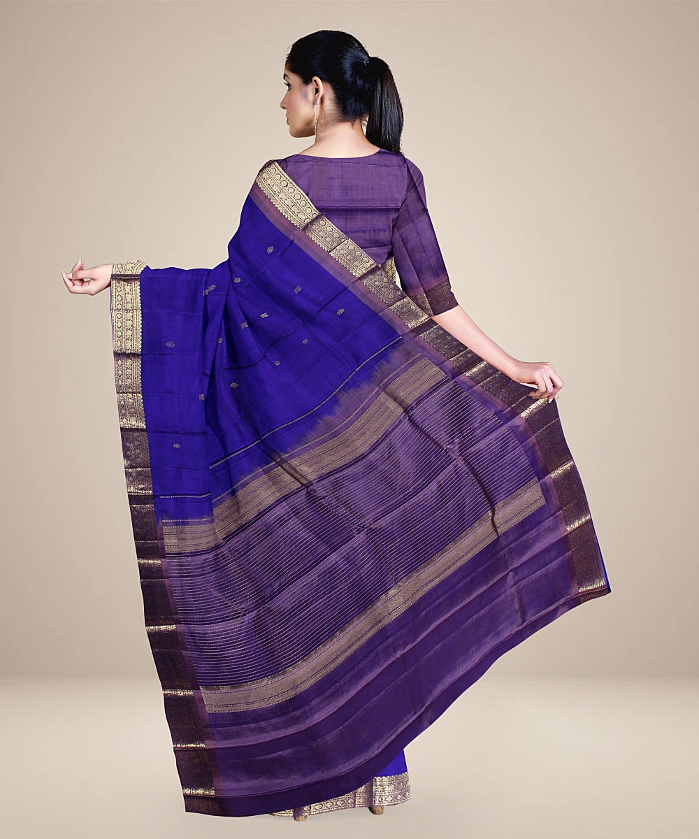 Purple violet pallu silk handloom karnataka saree