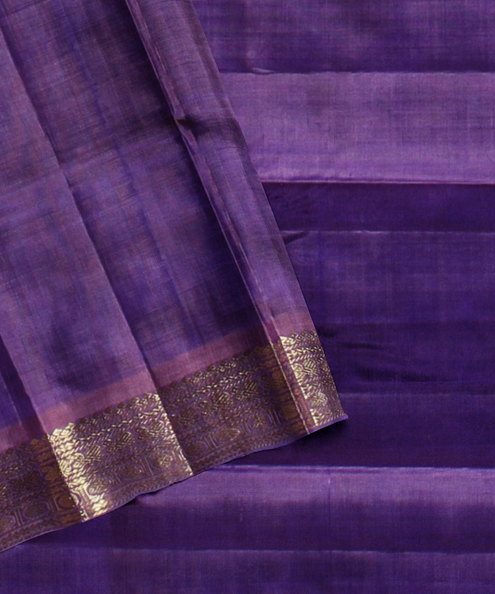 Purple violet pallu silk handloom karnataka saree