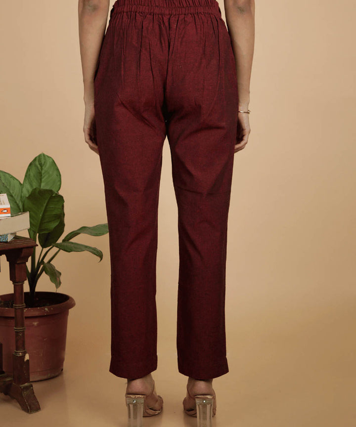 Maroon handwoven mangalgiri cotton pant