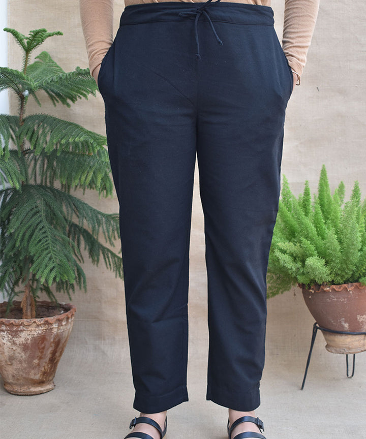 Black handwoven mangalgiri cotton pant