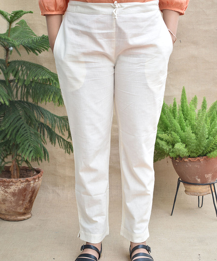 Off-white handwoven mangalgiri cotton pant