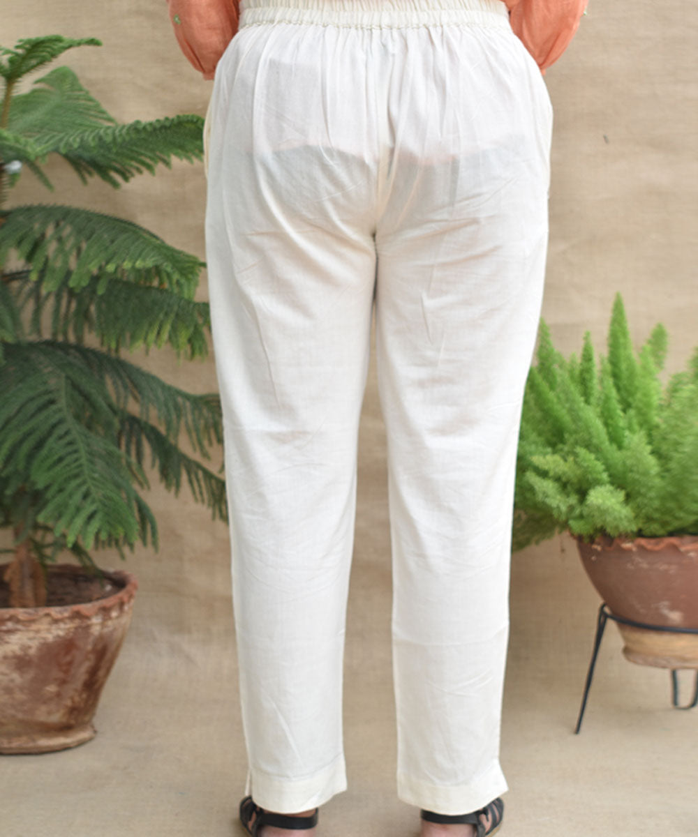 Off-white handwoven mangalgiri cotton pant