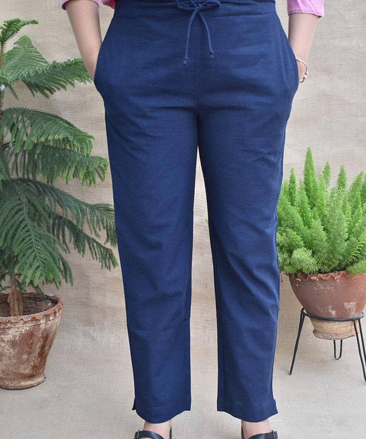 Blue handwoven mangalgiri cotton pant