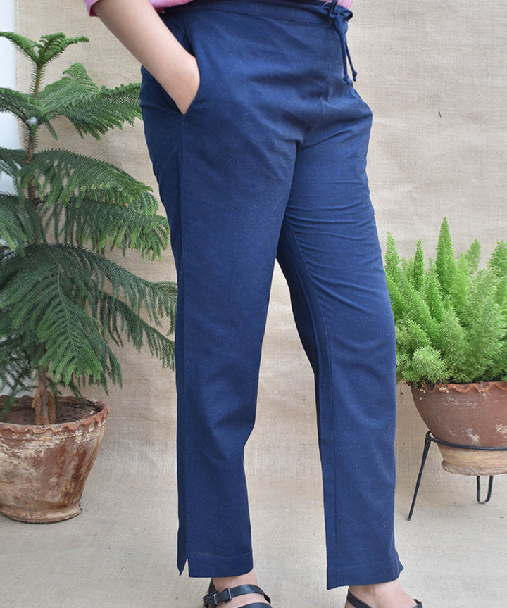 Blue handwoven mangalgiri cotton pant