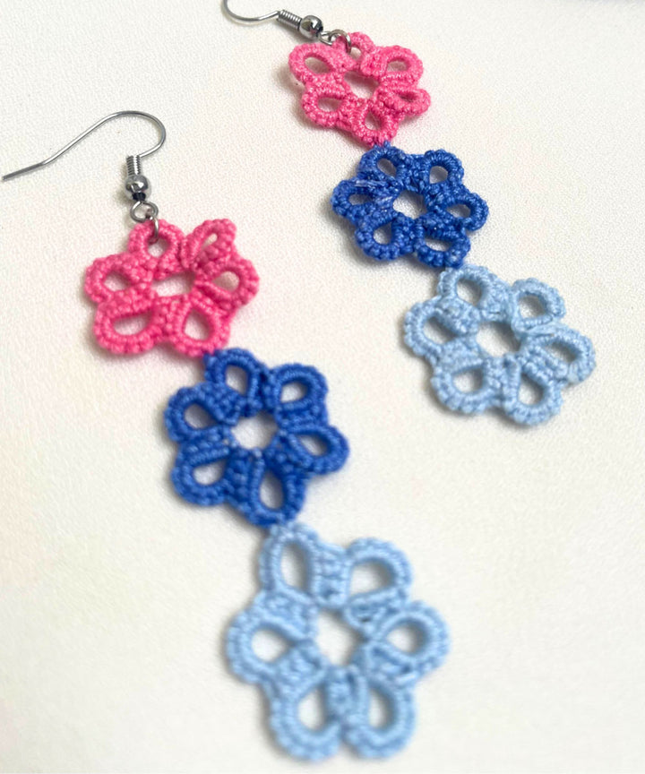 Handmade multicolor tatting cotton earring