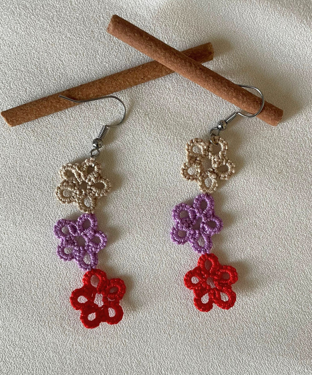 Multicolor tatting cotton handmade earring