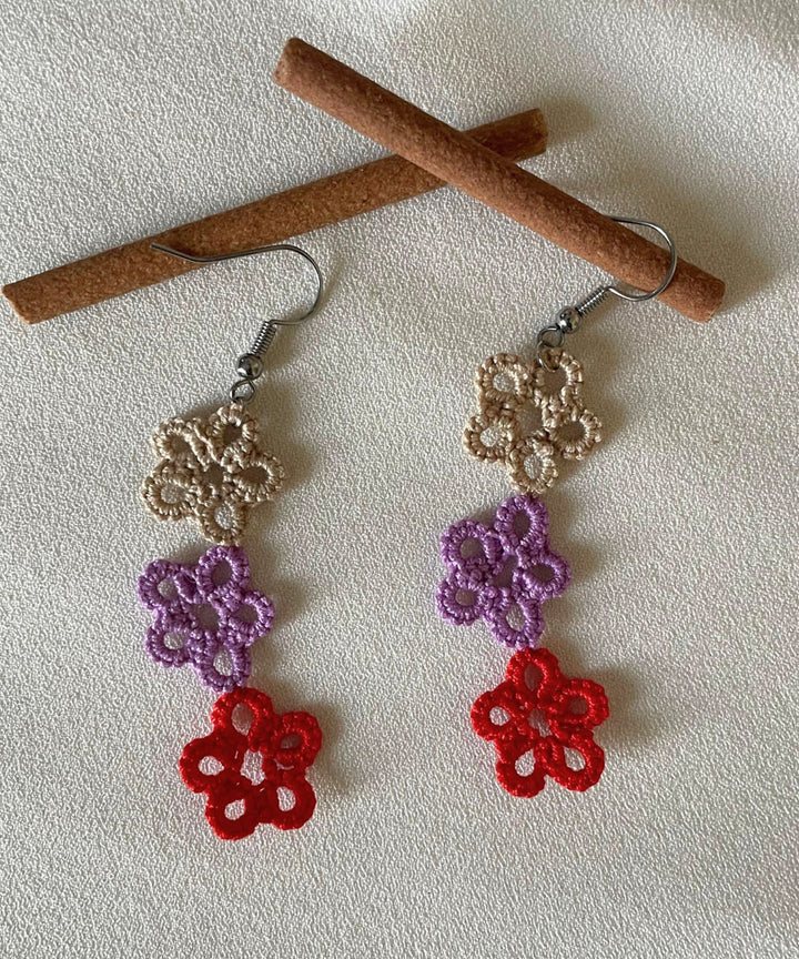 Multicolor tatting cotton handmade earring