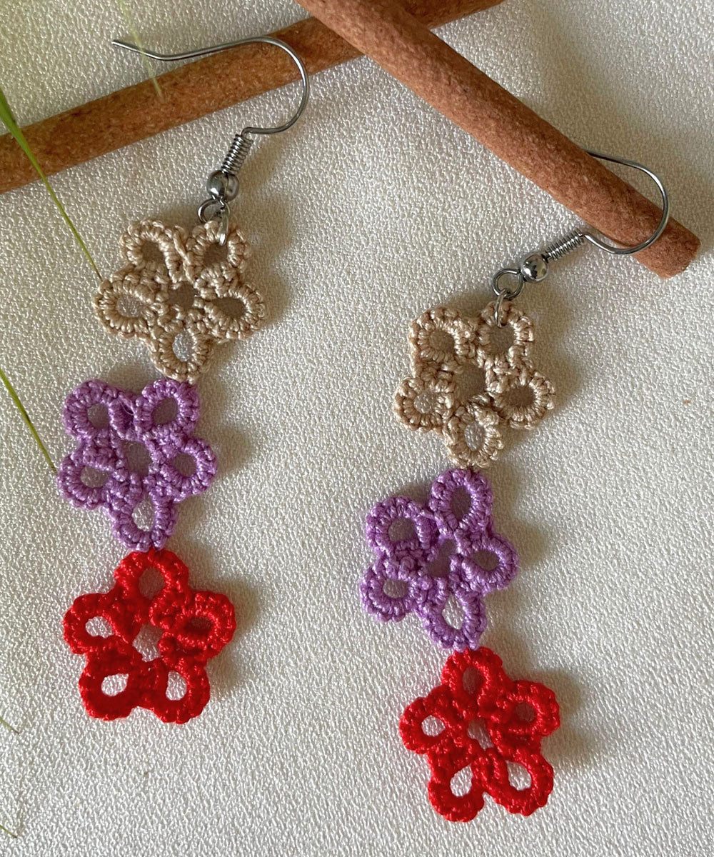 Multicolor tatting cotton handmade earring