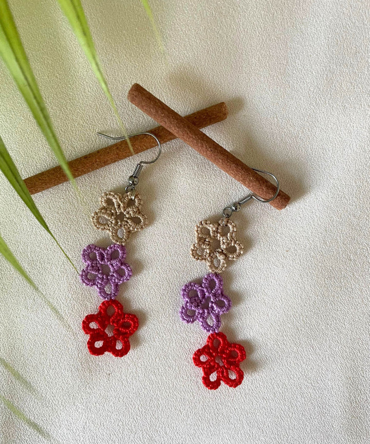 Multicolor tatting cotton handmade earring