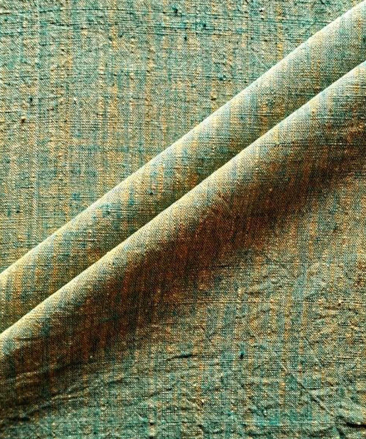 Cyan green with yellow yarn dyed handwoven cotton khadi fabric