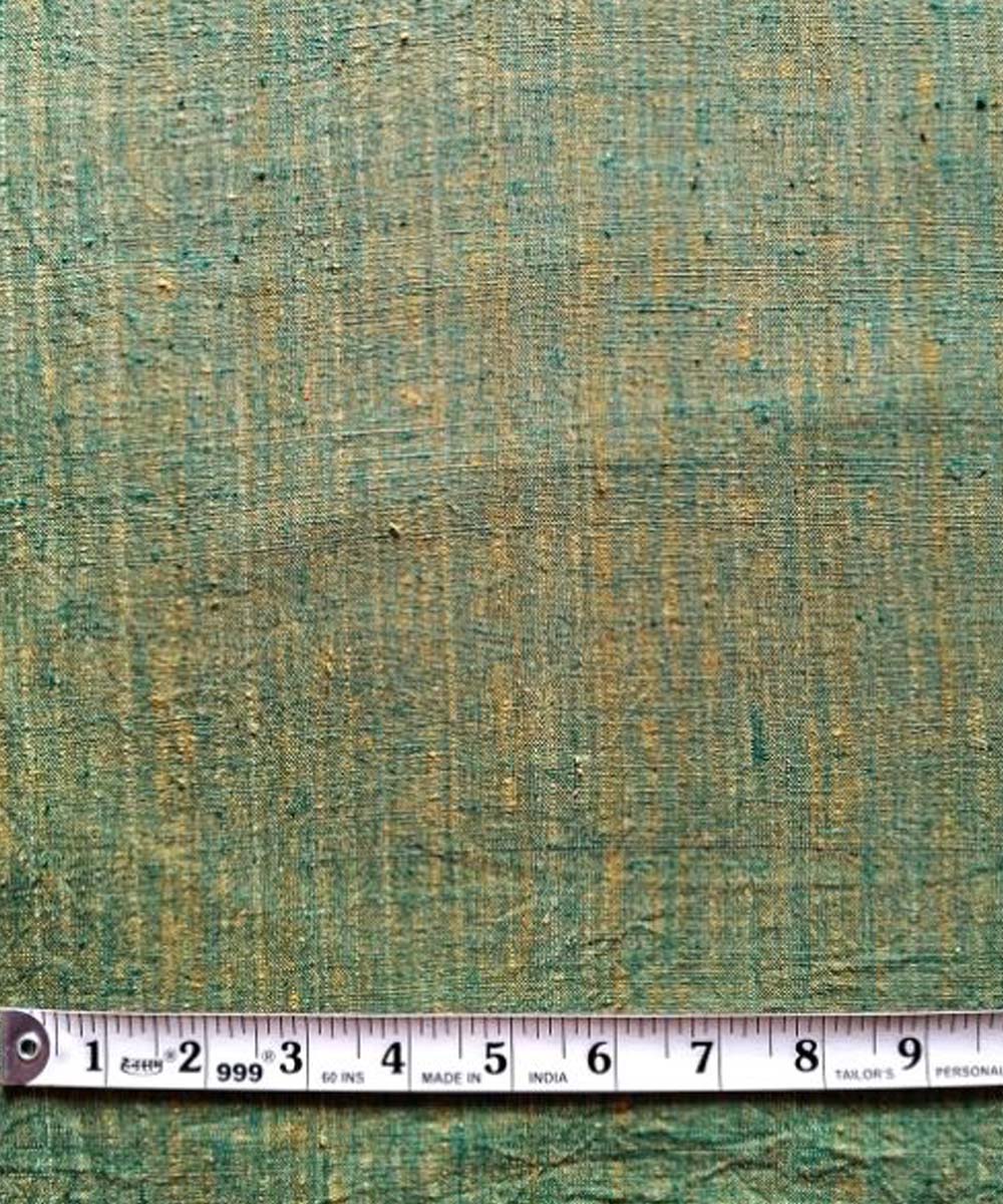 Cyan green with yellow yarn dyed handwoven cotton khadi fabric