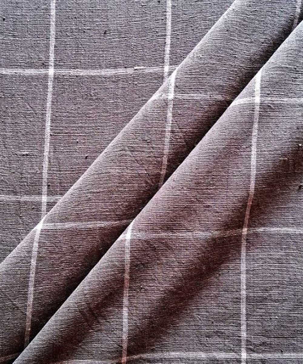 Grey big checks handwoven cotton khadi fabric