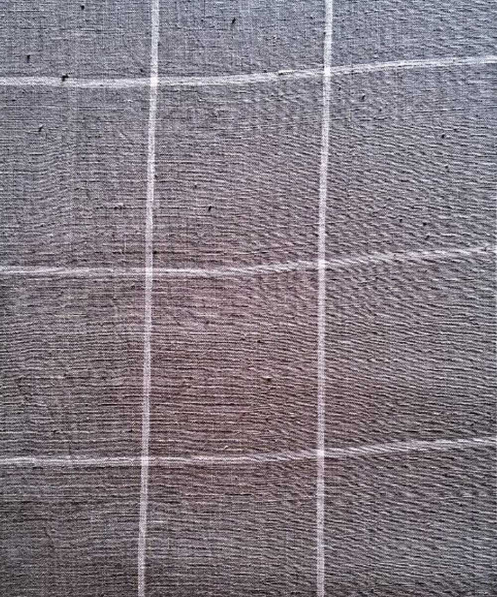 Grey big checks handwoven cotton khadi fabric