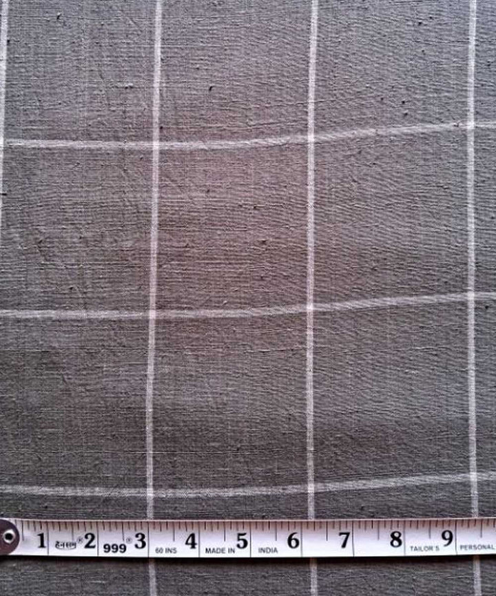 Grey big checks handwoven cotton khadi fabric