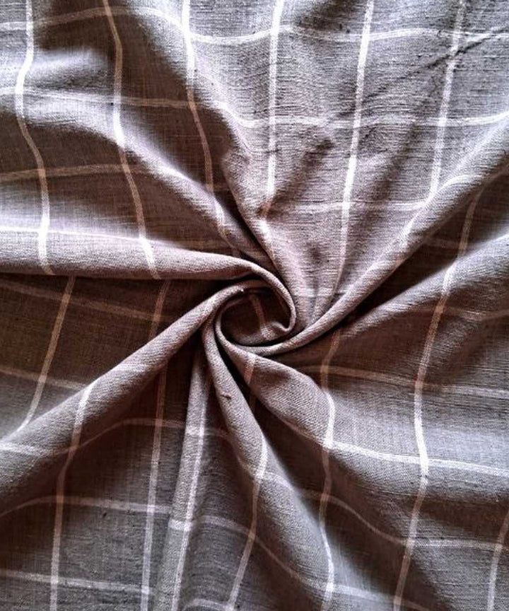 Grey checks handwoven cotton khadi fabric