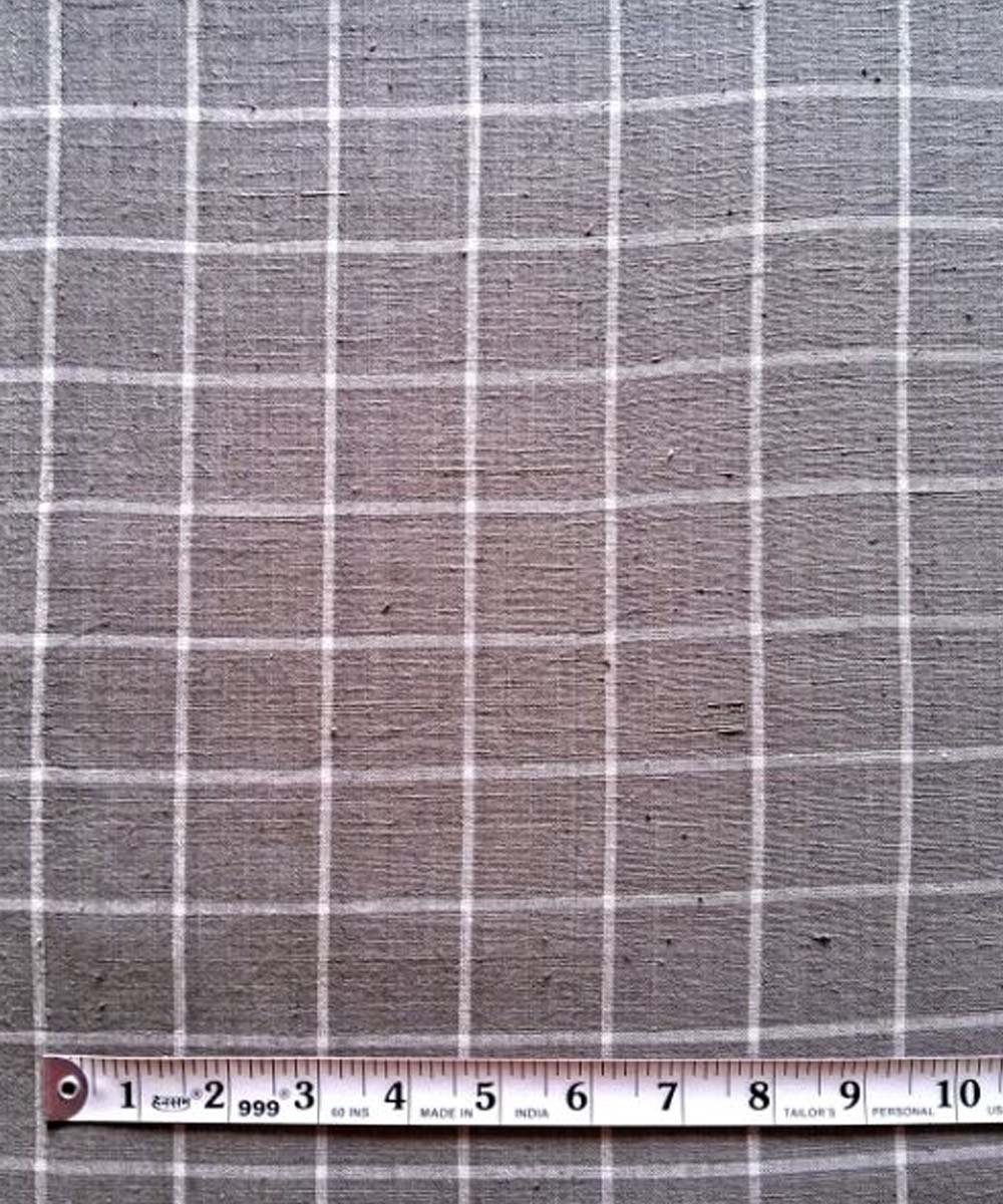 Grey checks handwoven cotton khadi fabric