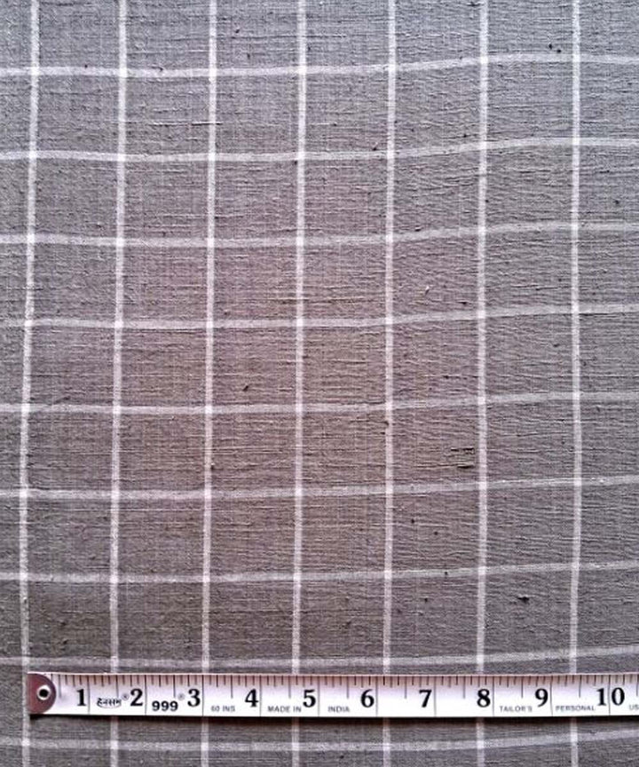 Grey checks handwoven cotton khadi fabric