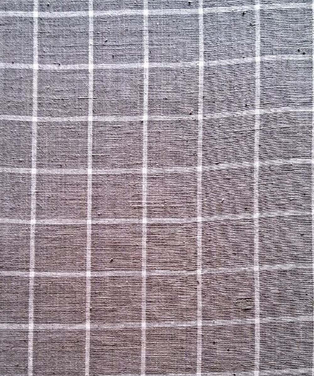 Grey checks handwoven cotton khadi fabric