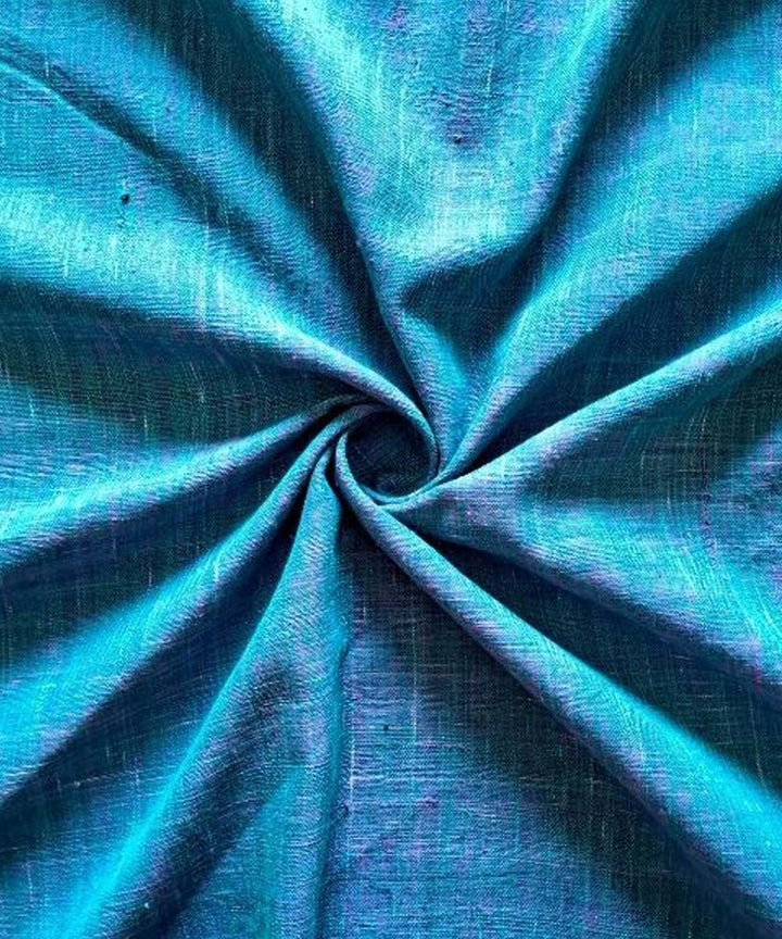 Turquoise yarn dyed handwoven cotton khadi fabric