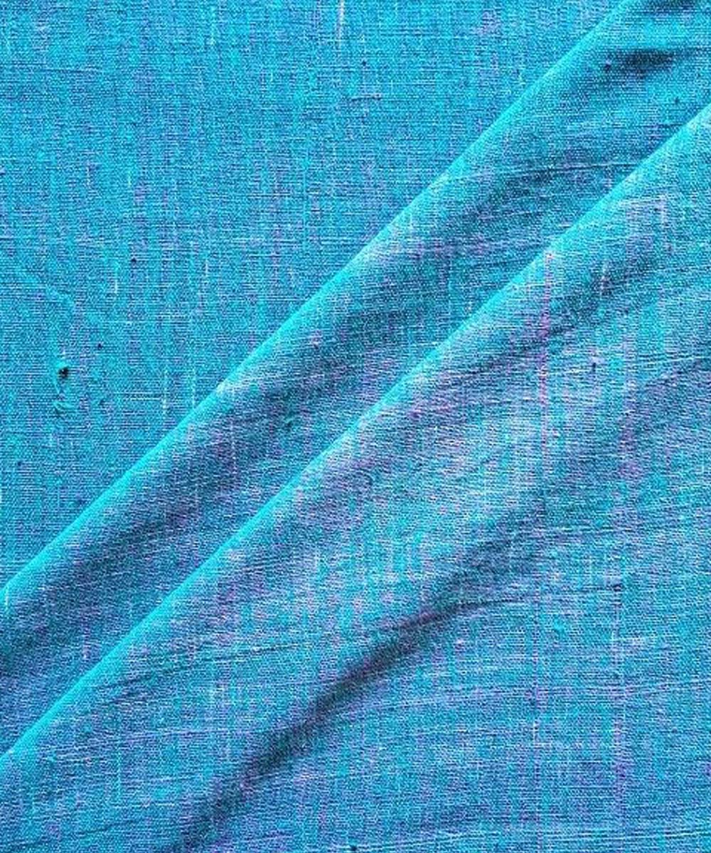 Turquoise yarn dyed handwoven cotton khadi fabric