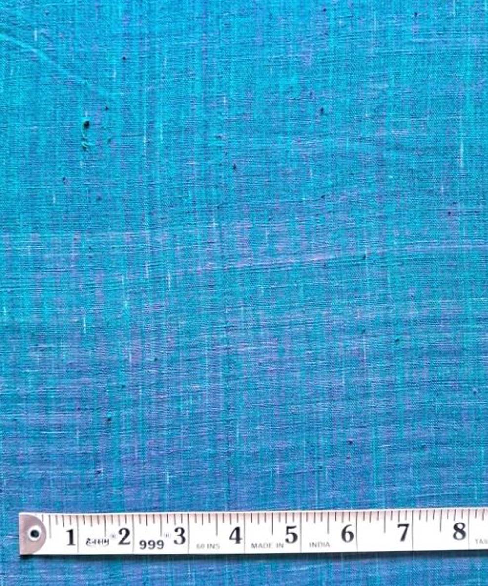 Turquoise yarn dyed handwoven cotton khadi fabric