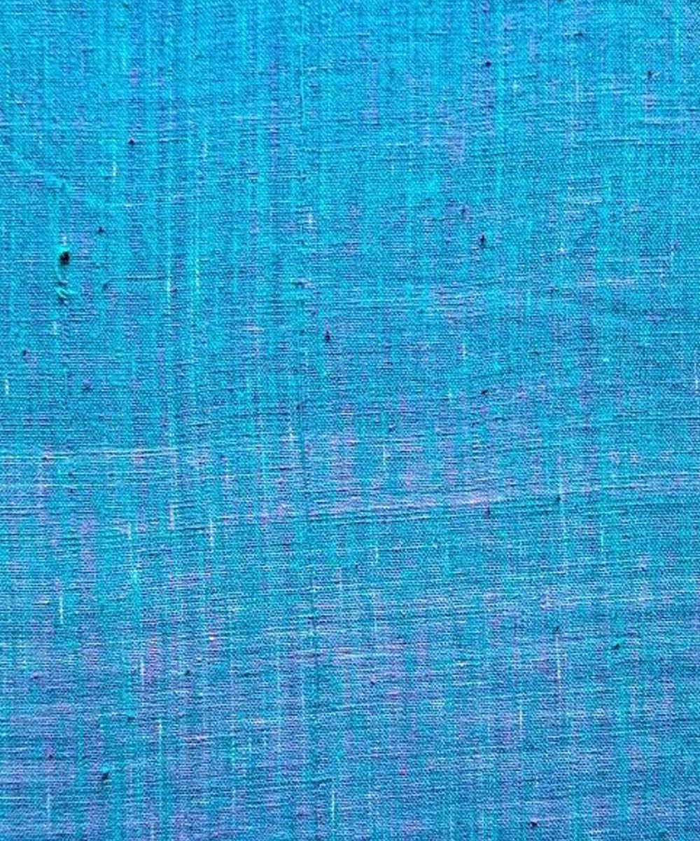 Turquoise yarn dyed handwoven cotton khadi fabric