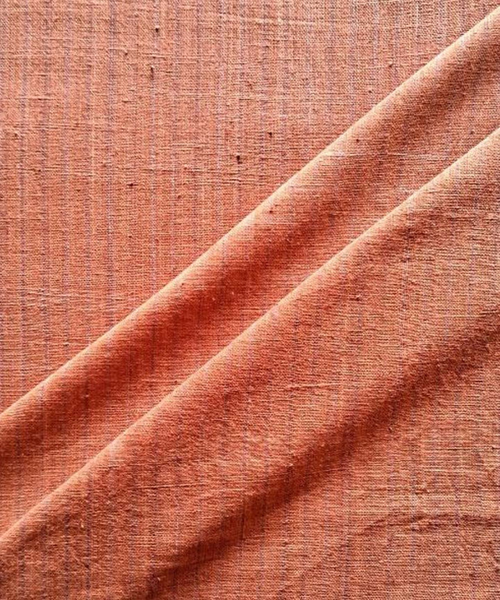 Brown  with self stripe handwoven cotton khadi fabric