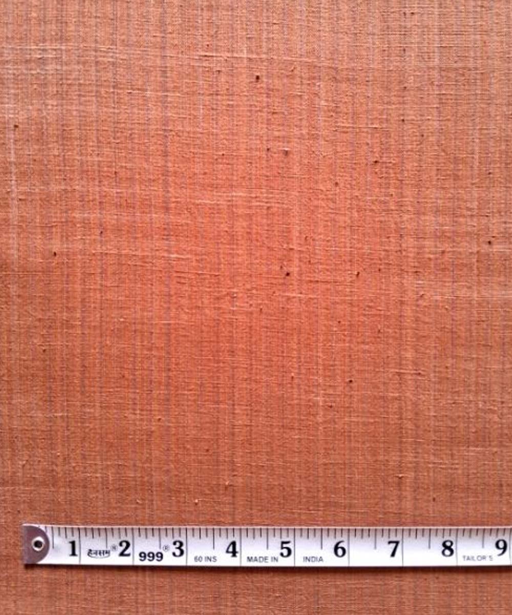 Brown  with self stripe handwoven cotton khadi fabric