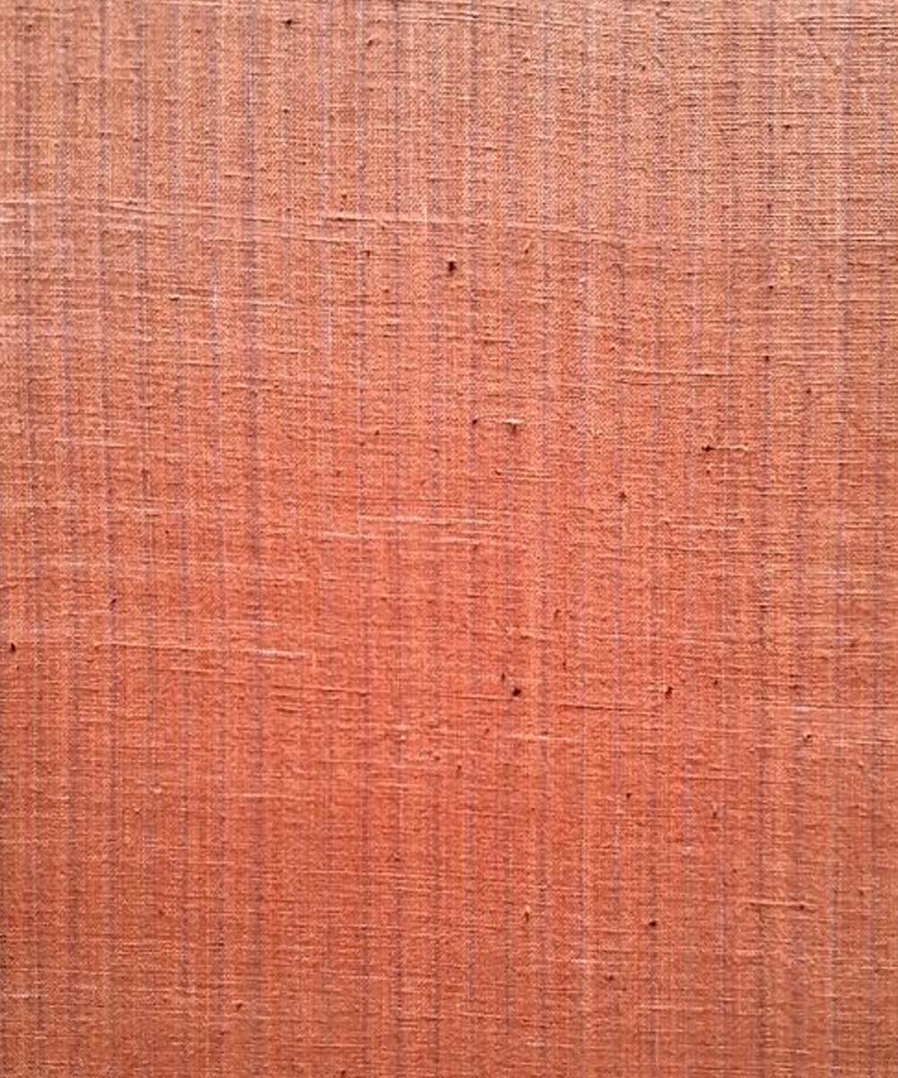 Brown  with self stripe handwoven cotton khadi fabric