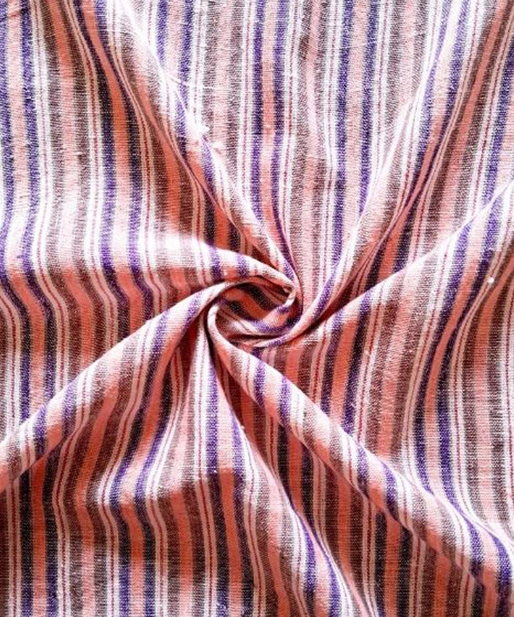 Multicolor stripe handwoven cotton khadi fabric