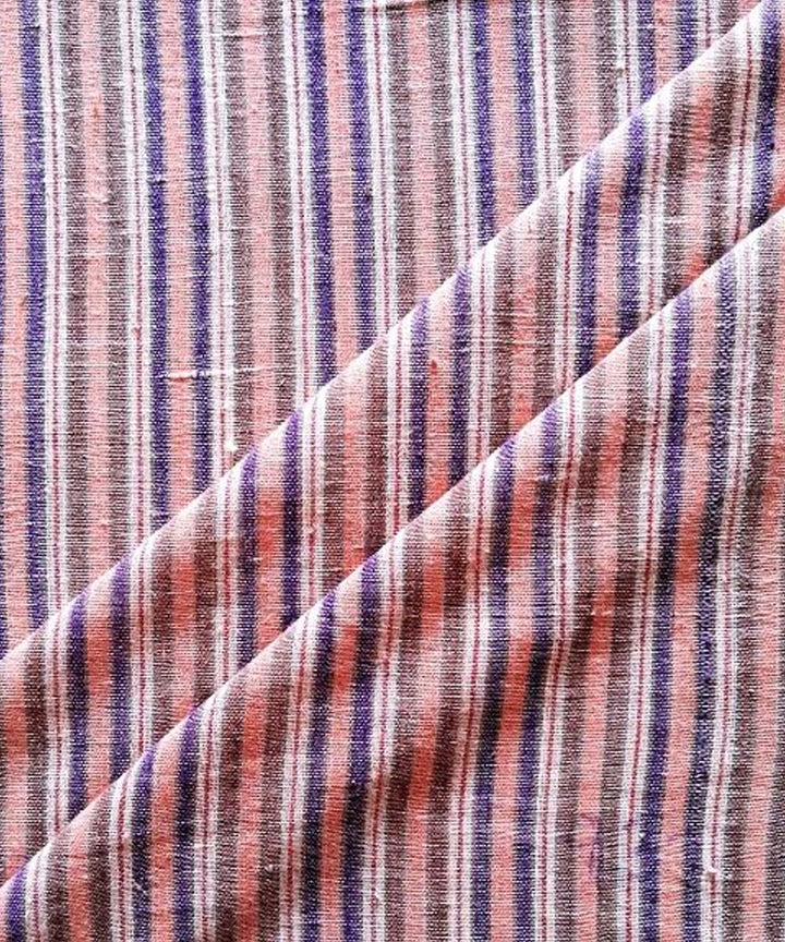 Multicolor stripe handwoven cotton khadi fabric