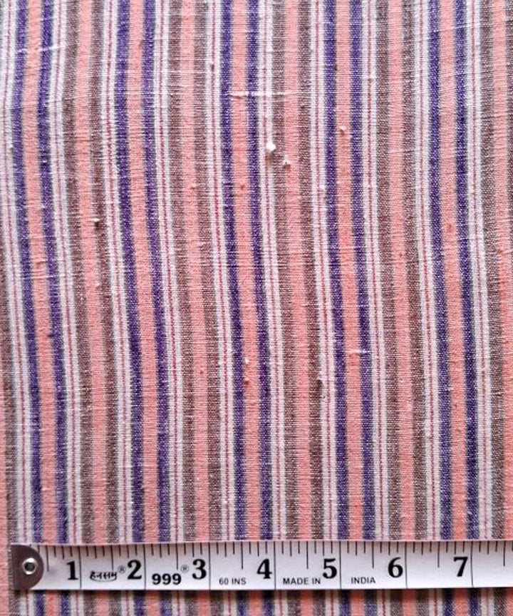 Multicolor stripe handwoven cotton khadi fabric