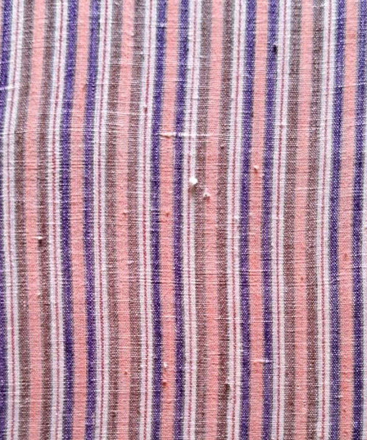 Multicolor stripe handwoven cotton khadi fabric