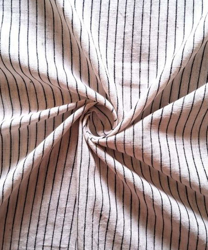 Offwhite black stripe handwoven cotton khadi fabric