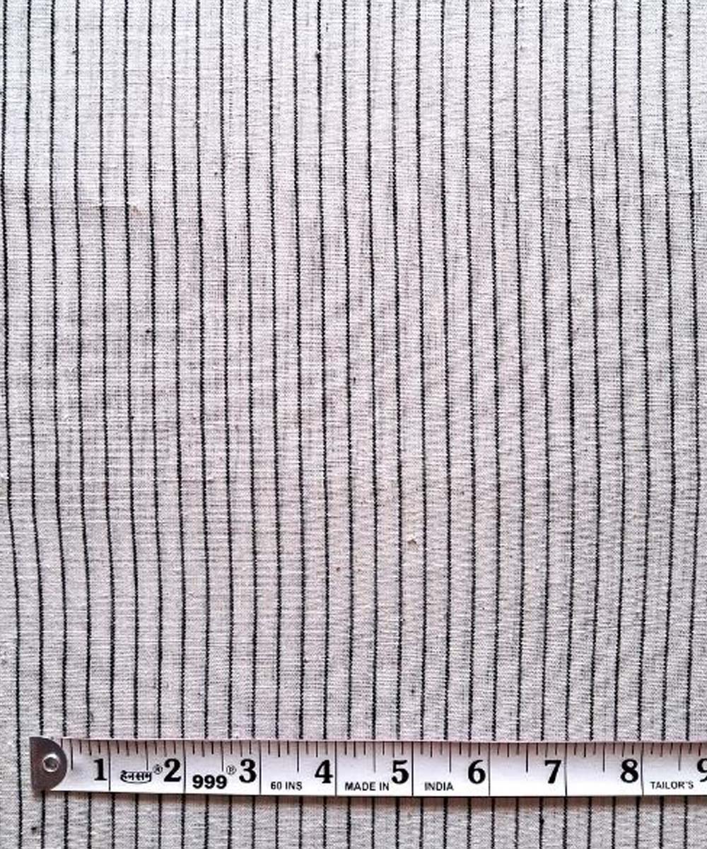 Offwhite black stripe handwoven cotton khadi fabric