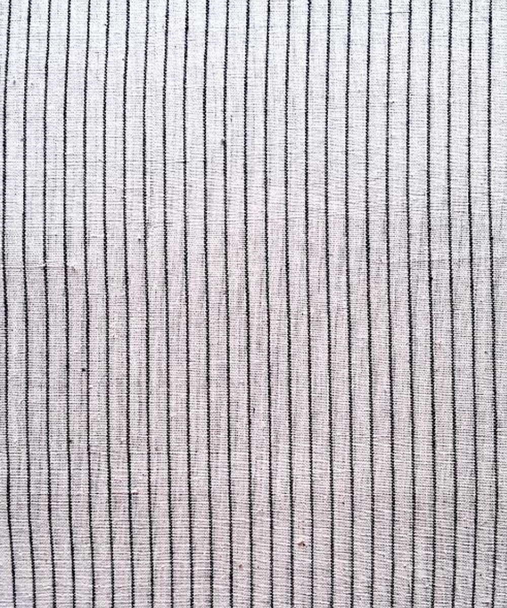 Offwhite black stripe handwoven cotton khadi fabric