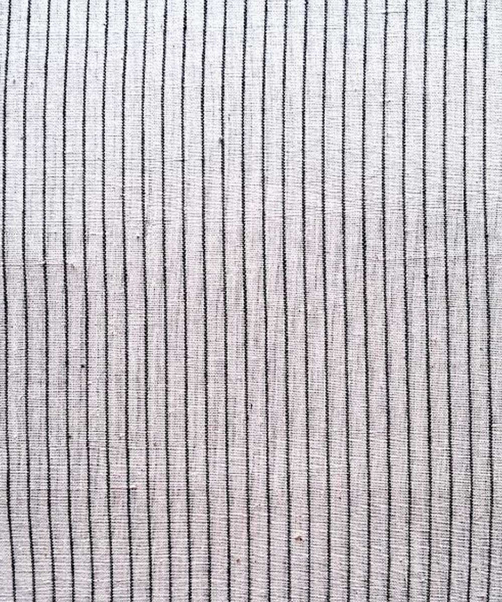 Offwhite black stripe handwoven cotton khadi fabric