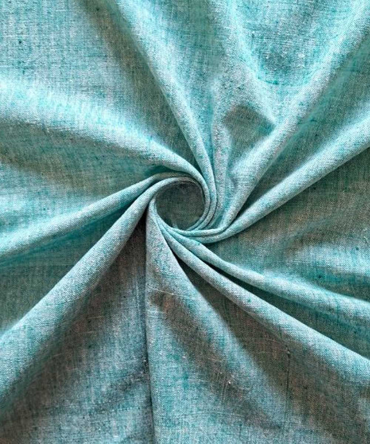 Teal green yarn dyed handwoven cotton khadi fabric