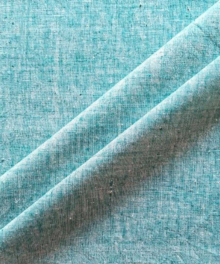 Teal green yarn dyed handwoven cotton khadi fabric