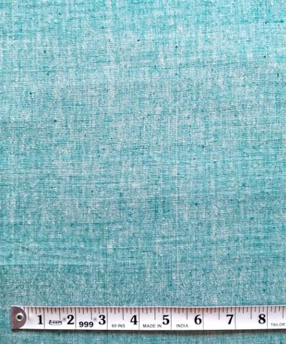 Teal green yarn dyed handwoven cotton khadi fabric