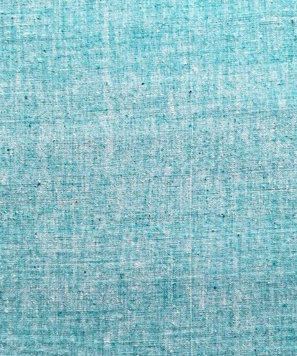 Teal green yarn dyed handwoven cotton khadi fabric