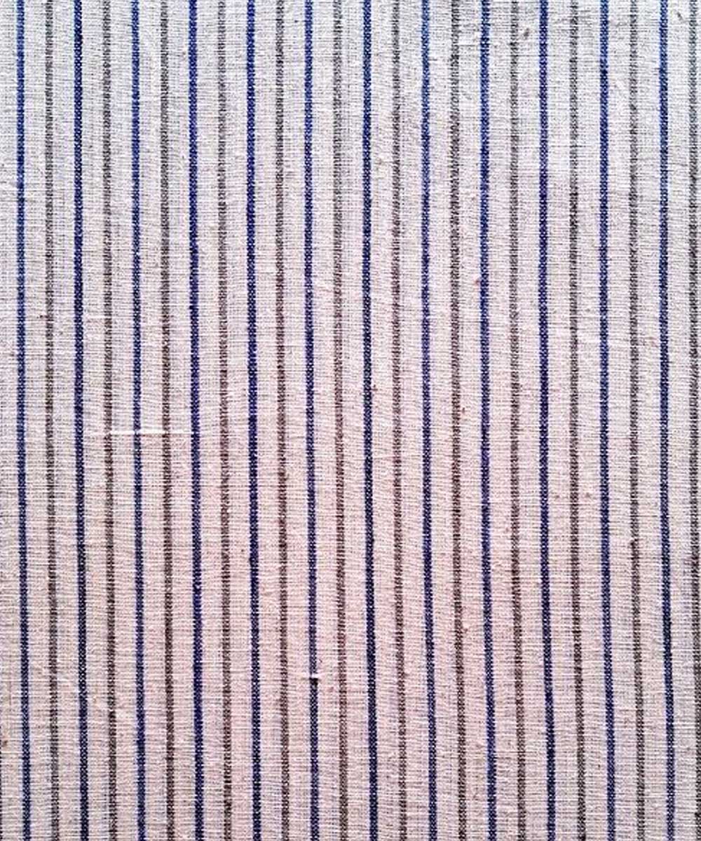 Offwhite cyan blue grey stripe fabric handwoven cotton khadi fabric