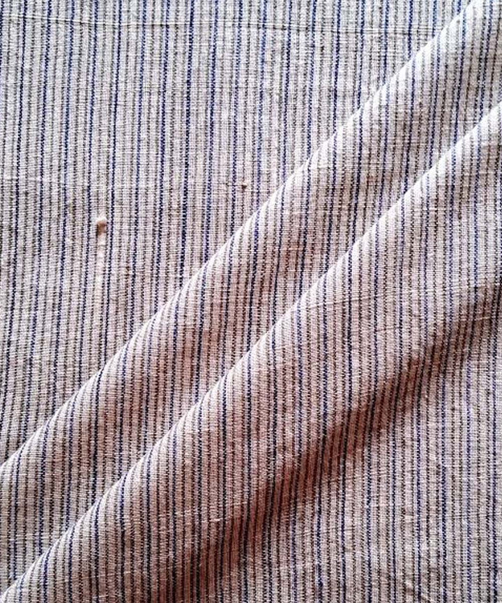 Cyan blue grey thin stripe fabric handwoven cotton khadi fabric