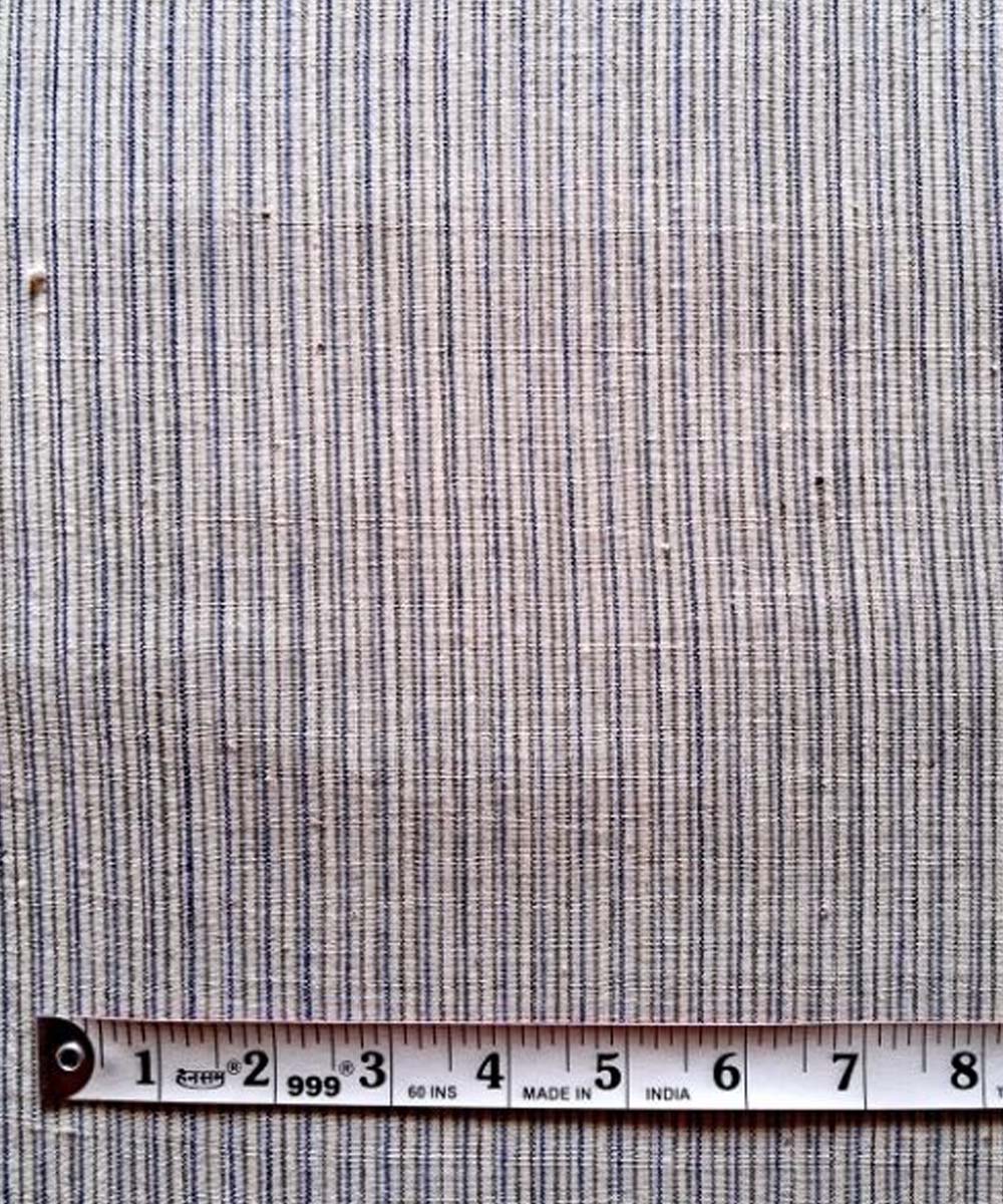 Cyan blue grey thin stripe fabric handwoven cotton khadi fabric