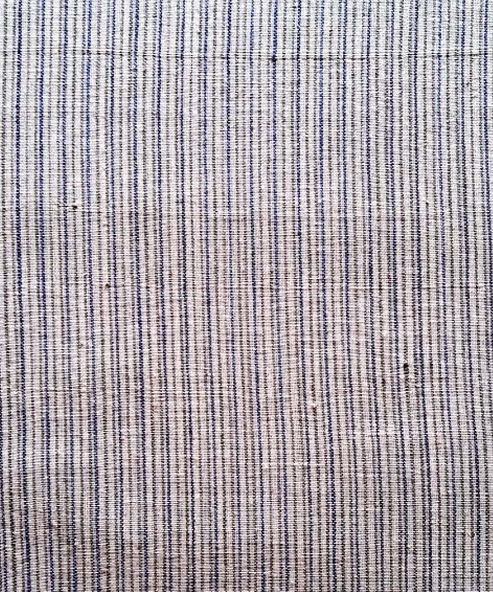 Cyan blue grey thin stripe fabric handwoven cotton khadi fabric